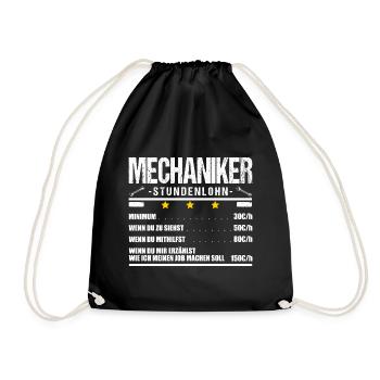 Mechaniker Spruch Mechatroniker Stundenlohn Kfzler - Turnbeutel - Schwarz - Vorne