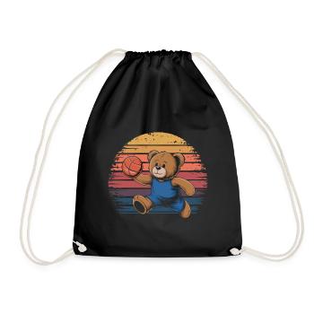 Teddy Bear Playing Basketball Vintage - Drawstring Bag - black - Front