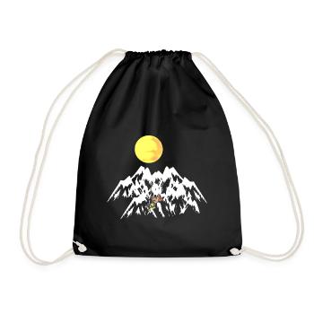 Rodent Mouse Mountaineer Mountains Rock Climbing Mountain - Drawstring Bag - black - Front