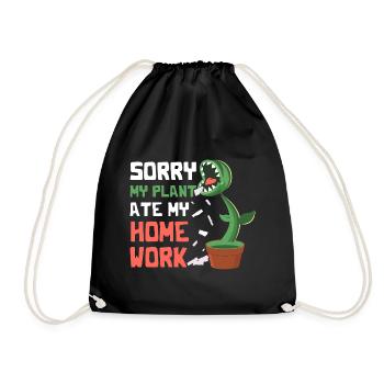 My Plant Ate My Homework Venus Flytrat Funny - Drawstring Bag - black - Front