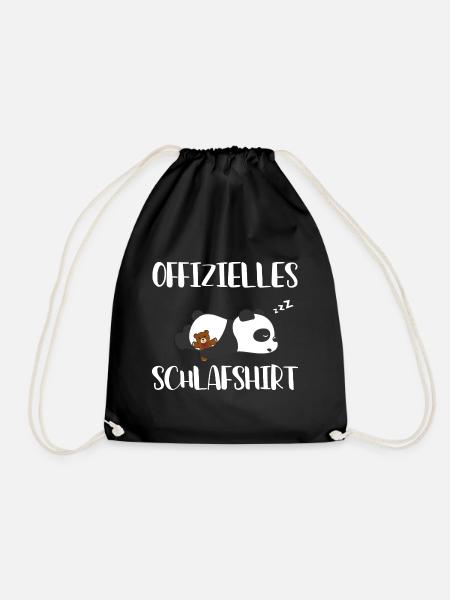 Offizielles Schlafshirt Panda Bär Nachthemd Schlaf - Turnbeutel - Schwarz