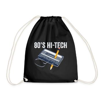 80er Jahre 90er Jahre Kassette Stift Retro Lustig - Turnbeutel - Schwarz - Vorne