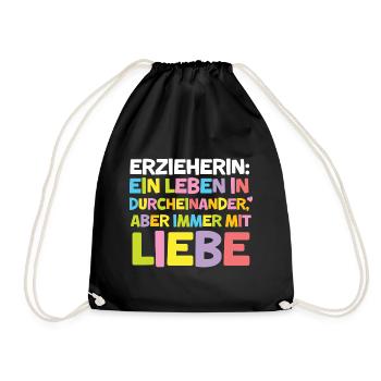 Erzieherin Durcheinander Lustig Kita Abschied - Turnbeutel - Schwarz - Vorne