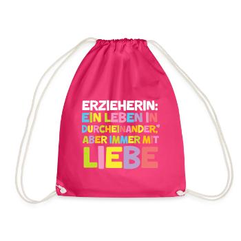 Erzieherin Durcheinander Lustig Kita Abschied - Turnbeutel - Fuchsia - Vorne
