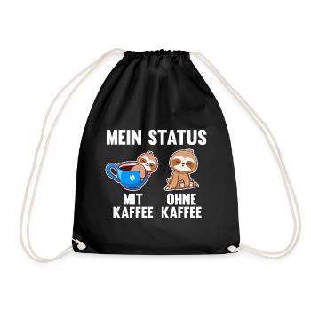 Faultier Mein Status Mit Kaffee Ohne Kaffee - Turnbeutel - Schwarz - Vorne