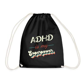 ADHS ist meine Superkraft - Turnbeutel - Schwarz - Vorne