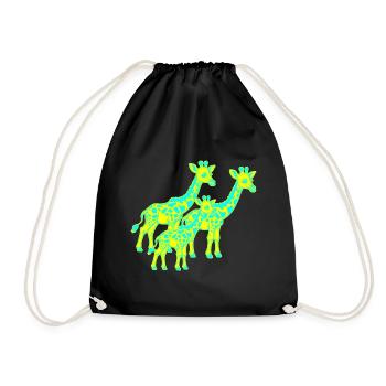 Giraffe Africa Safari Child Kids Retro 80s 90s - Drawstring Bag - black - Front