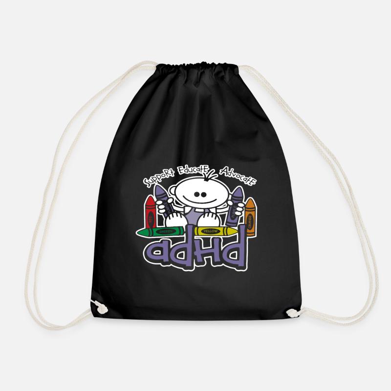 ADHD Crayons - Drawstring Bag - black