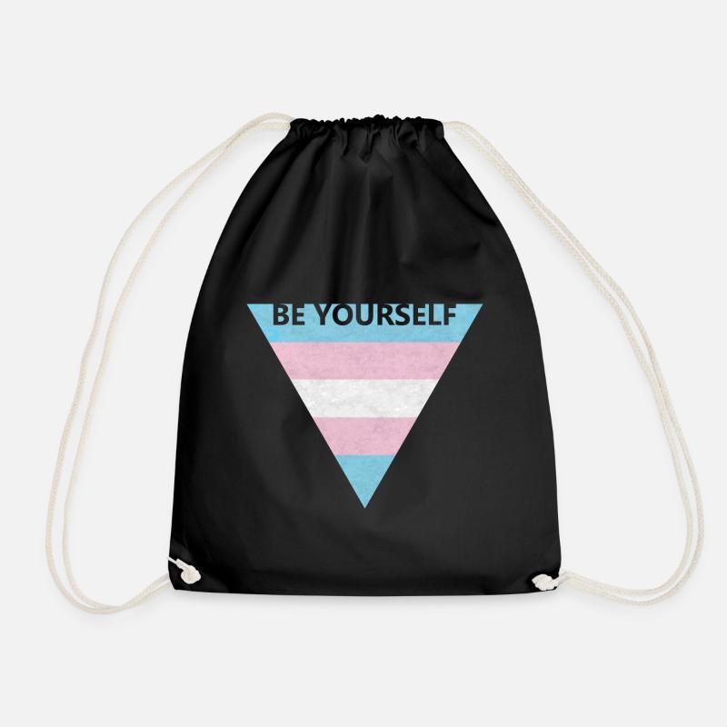 BE YOURSELF - Transsexual Queer Gift Trans - Drawstring Bag - black