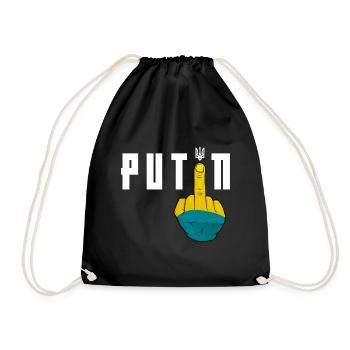 Fick dich Putin | Unterstütze die Ukraine - Turnbeutel - Schwarz - Vorne