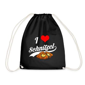 I Love Schnitzel Schnitzelfreunde - Turnbeutel - Schwarz - Vorne