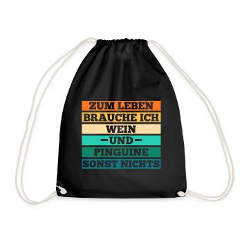 Wein Pinguin - Turnbeutel - Schwarz - Vorne