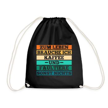 Kaffee Faultier - Turnbeutel - Schwarz - Vorne