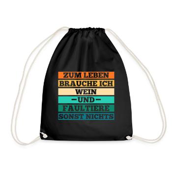 Wein Faultier - Turnbeutel - Schwarz - Vorne