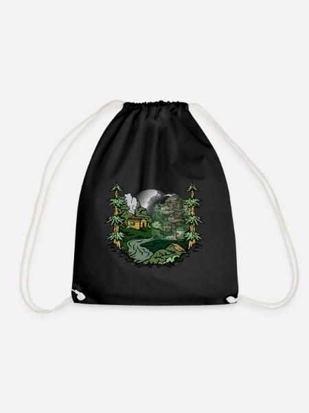 forêt, cabane, nature, habitant de la forêt, amoureux de la nature, alpage - Sac de sport léger - noir