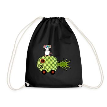 Ananas Wohnwagen Ratte Urlaub Reise - Turnbeutel - Schwarz - Vorne