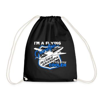 Pilot I am A Flying Grandpa - Drawstring Bag - black - Front