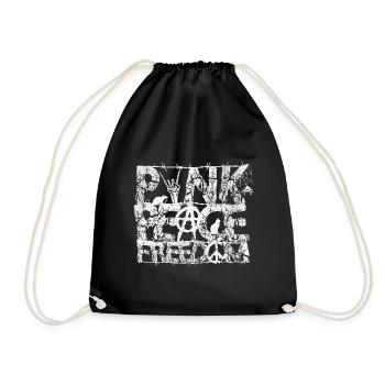 Punk Frieden Freiheit Distressed Grafik Typografie - Turnbeutel - Schwarz - Vorne