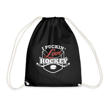 I Puckin Love Hockey - Drawstring Bag - black - Front