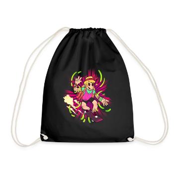 Girl on skateboard - Drawstring Bag - black - Front