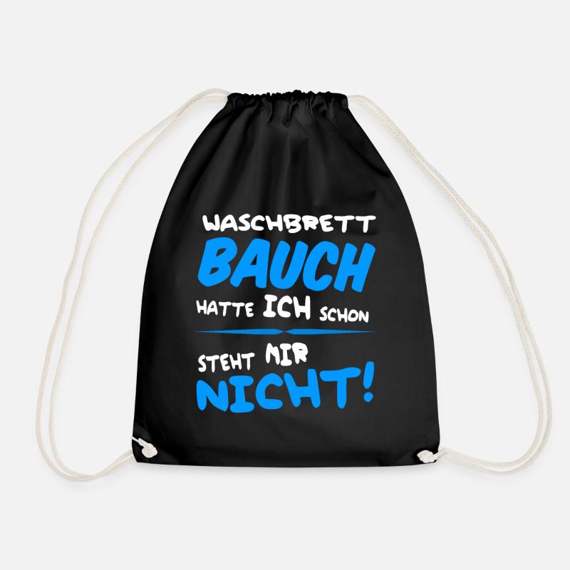 lustige Sprüche für Dicke Waschbrettbauch - Turnbeutel - Schwarz