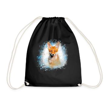 fox,graffiti,painting,fox,watercolor,baby fox - Drawstring Bag - black - Front