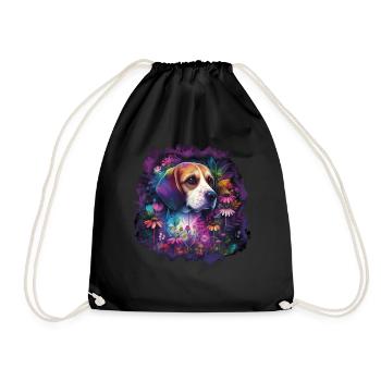 Beagle Beaglemotiv Geschenk - Turnbeutel - Schwarz - Vorne