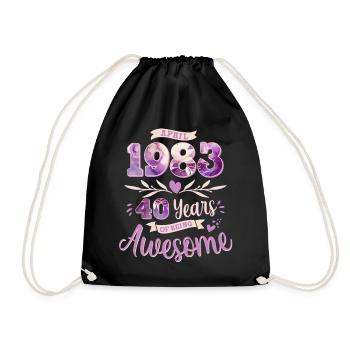 April 1983 Born 40 years birthday woman - Drawstring Bag - black - Front