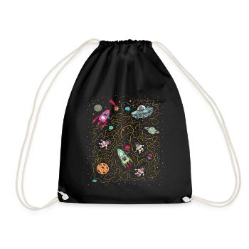 Cats lost in space - Drawstring Bag - black - Front
