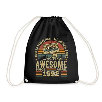April 1992 Vintage-Geburtstags-Retro-Geschenk - Turnbeutel - Schwarz - Vorne