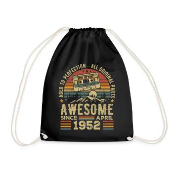 April 1952 Vintage Retro Geburtstagsgeschenk - Turnbeutel - Schwarz - Vorne