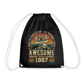 April 1957 Vintage Retro Geburtstagsgeschenk - Turnbeutel - Schwarz - Vorne
