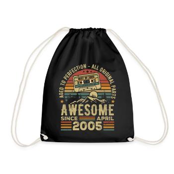 April 2005 Vintage Retro Birthday Gift - Drawstring Bag - black - Front