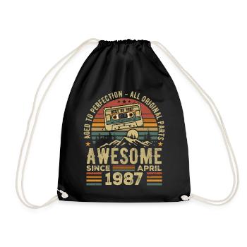 Avril 1987 Vintage Anniversaire Rétro Cadeau - Sac de sport léger - noir - Devant