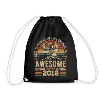 April 2018 Vintage Retro Geburtstagsgeschenk - Turnbeutel - Schwarz - Vorne