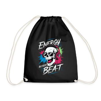 Totenkopf mit Kopfs - Energy in every beat - Drawstring Bag - black - Front