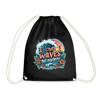 Je chasse les vagues, pas les chèques de paie – Surf et liberté - Sac de sport léger - noir - Devant