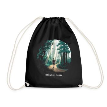Hiking is My Therapy – Nature & Forest - Drawstring Bag - black - Front