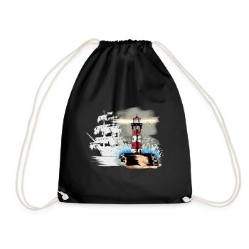 Horror ghost ship Fantasy Maritime Sailor Coast - Drawstring Bag - black - Front