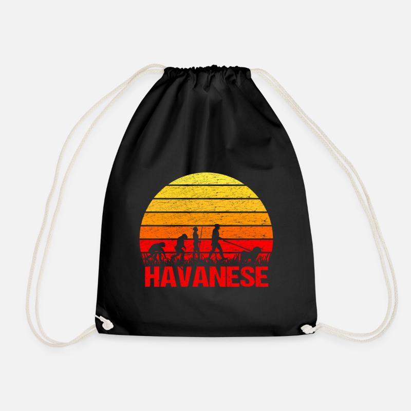 Havaneser Sonnenaufgang Gassi Evolution Lustig - Turnbeutel - Schwarz