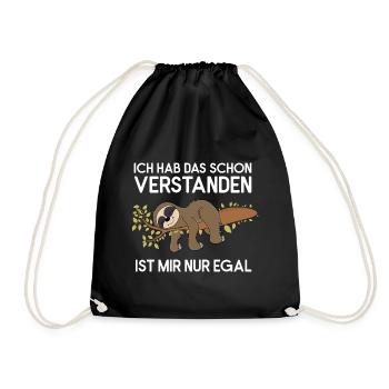 Faultier Hab Verstanden Mir egal Faultierspruch - Turnbeutel - Schwarz - Vorne