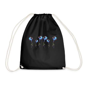 blaue blumen pflanzen glitzer muster pflanze - Turnbeutel - Schwarz - Vorne