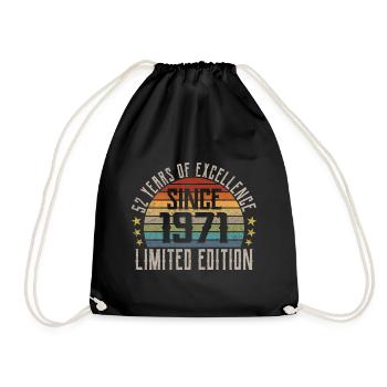 Limited Edition 1971 Geschenk Zum 52. Geburtstag - Turnbeutel - Schwarz - Vorne