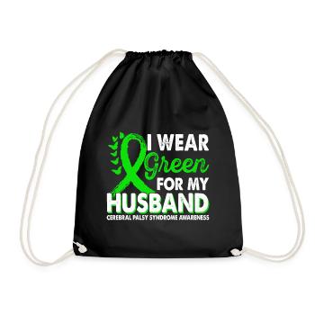 Wear green for the husband's consciousness - Drawstring Bag - black - Front