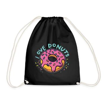 Donut-Leidenschaft - Liebe, Leben, Donuts! - Turnbeutel - Schwarz - Vorne
