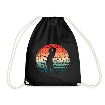 Golf Golfer - Turnbeutel - Schwarz - Vorne