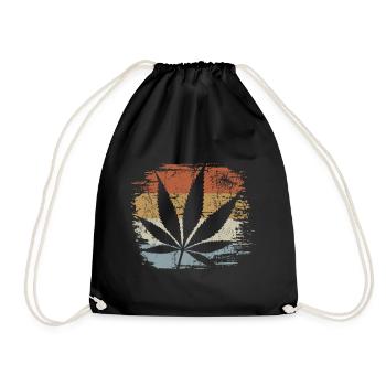 Cannabis - Hanf - Kiffen legal - Retro - Turnbeutel - Schwarz - Vorne