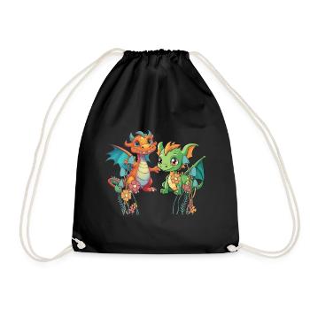 Dragon Dragon Kids Child Mythical Creature - Drawstring Bag - black - Front