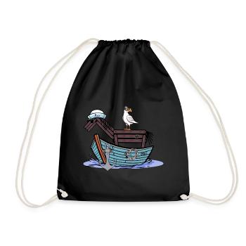 Horse Sailor Adventure Travel Boat Child Kids - Drawstring Bag - black - Front