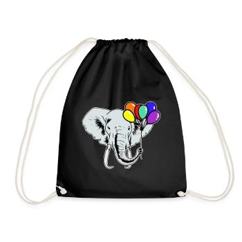 Elefanten Elefant Luftballons Regenbogen LGBT - Turnbeutel - Schwarz - Vorne